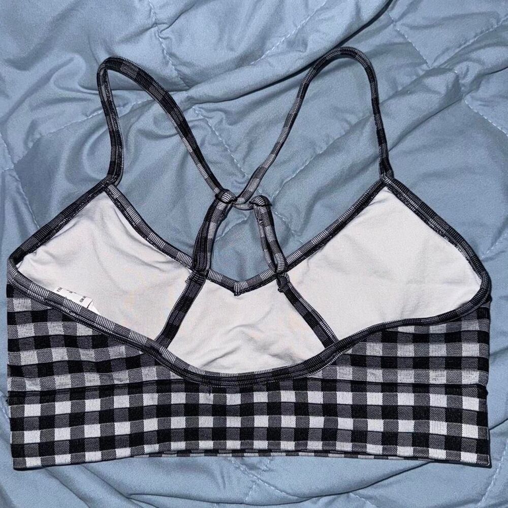Black and White Gingham Crop Top Bralette - Picture 3 of 5